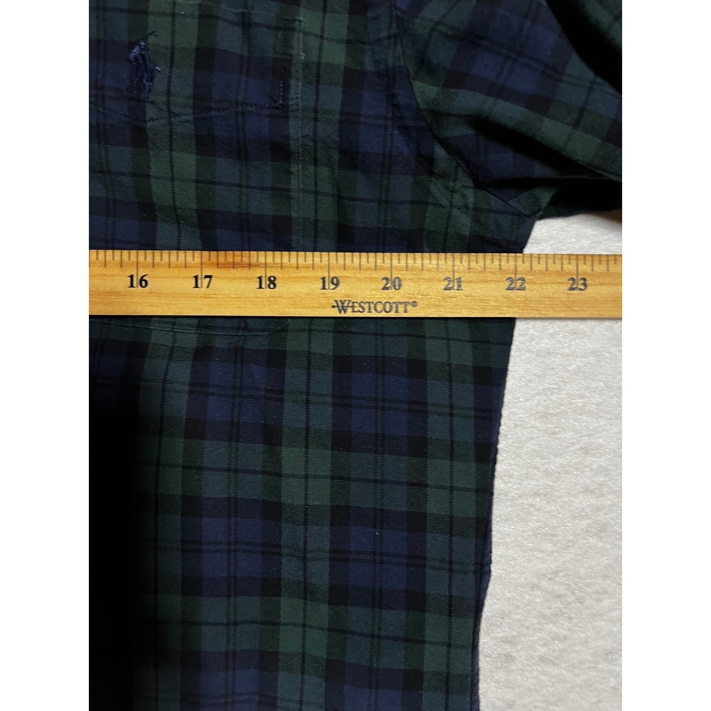 Ralph Lauren Men's Large Slim Fit Blue Green Plaid Long Sleeve Button Down - Picture 9 of 11
